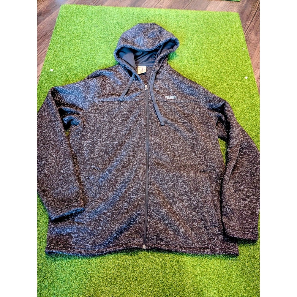 RedHead Men's Full Zip Hooded Fleece Hoodie Heathered Black/Gray Size L